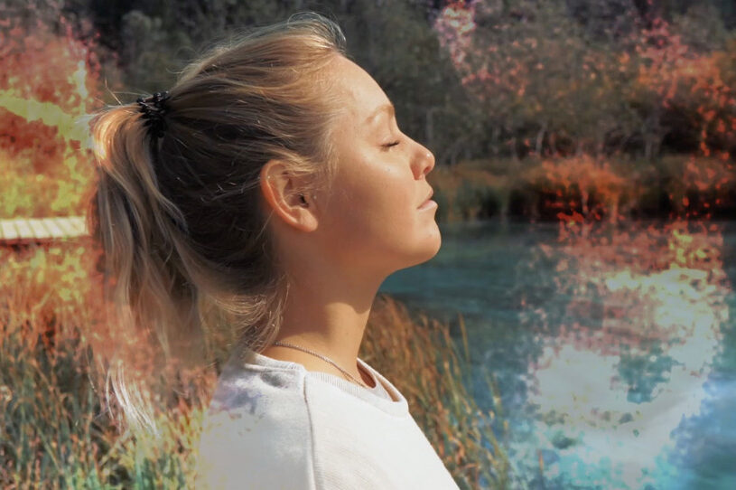 Woman with eyes closed