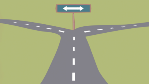 One road splits into two