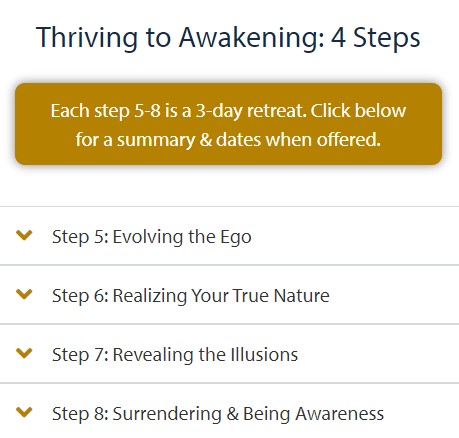 List of 4 steps in moving from Thriving to Awakening