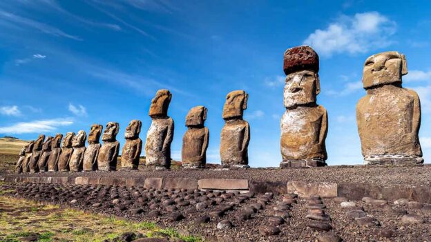 Carved stones on Easter Island