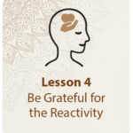 Outline of a head w a caption: lesson 4- be grateful for the reactivity